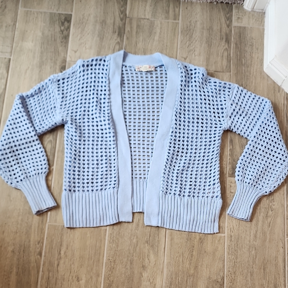 Pink Republic Blue Open Knit Cardigan Sweater
